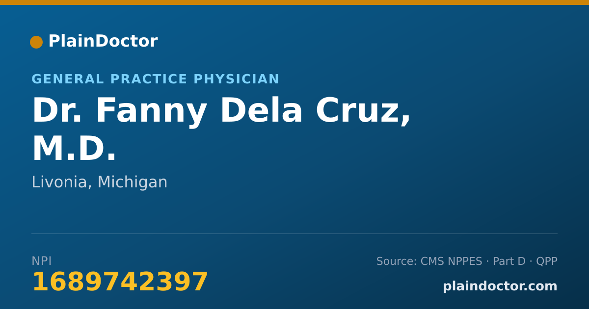 Shareable card for Fanny Dela Cruz, M.D. - General Practice Physician, Livonia, MI