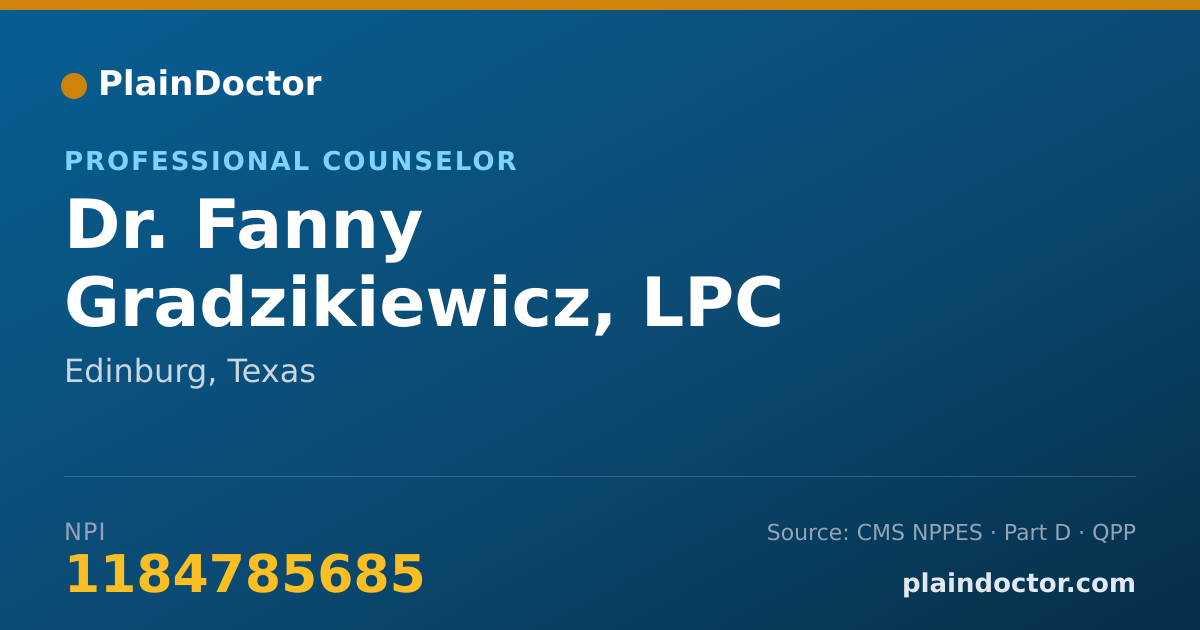 Shareable card for Fanny Gradzikiewicz, LPC - Professional Counselor, Edinburg, TX