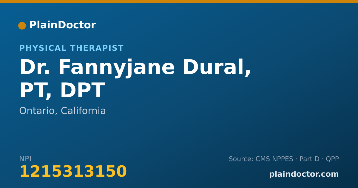 Shareable card for Fannyjane Dural, PT, DPT - Physical Therapist, Ontario, CA