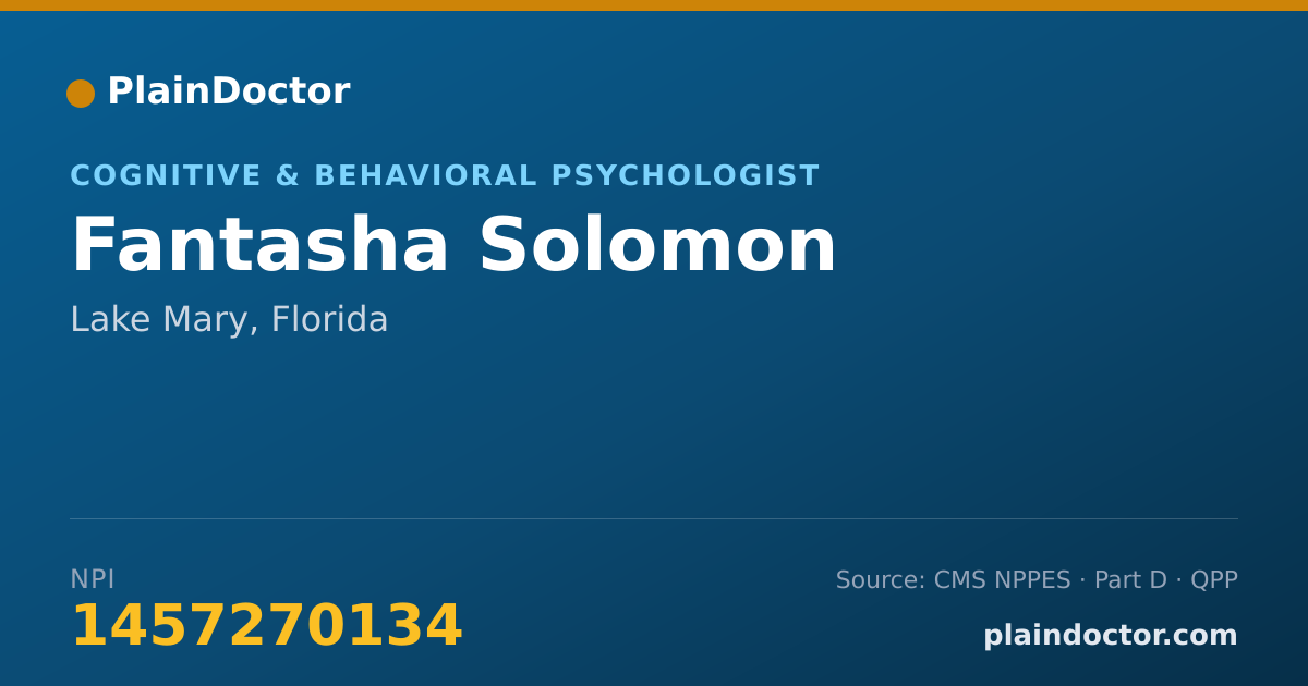Shareable card for Fantasha Solomon - Cognitive & Behavioral Psychologist, Lake Mary, FL