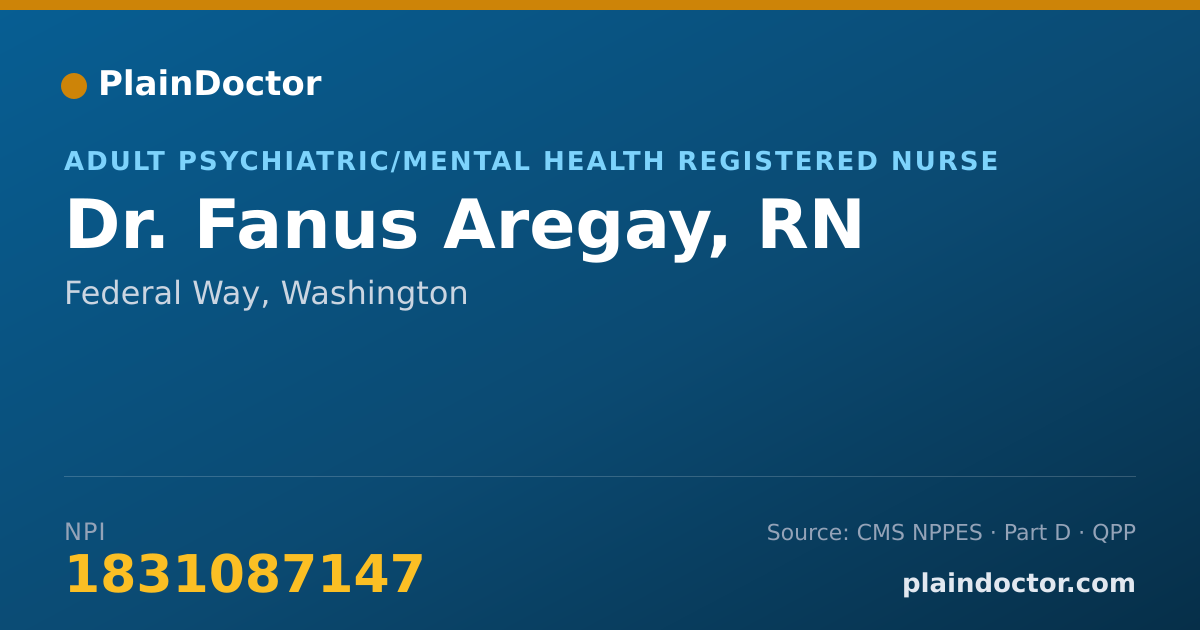 Shareable card for Fanus Aregay, RN - Adult Psychiatric/Mental Health Registered Nurse, Federal Way, WA