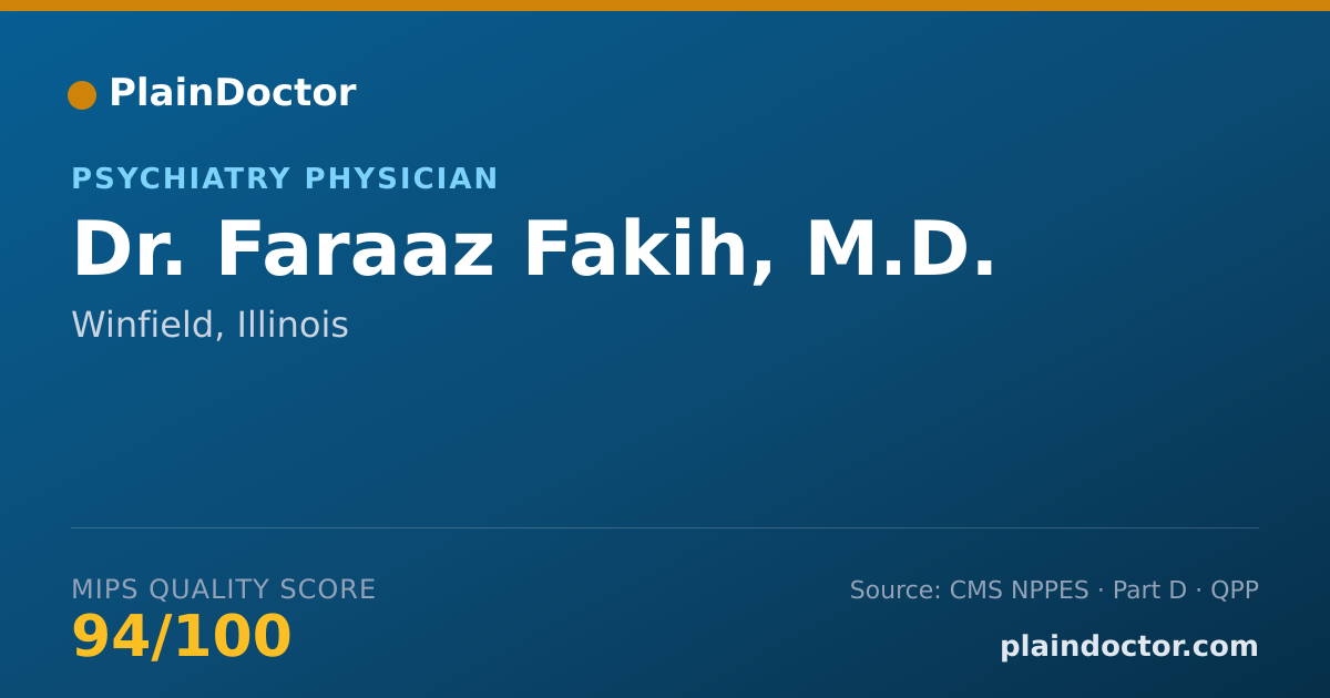 Shareable card for Faraaz Fakih, M.D. - Psychiatry Physician, Winfield, IL