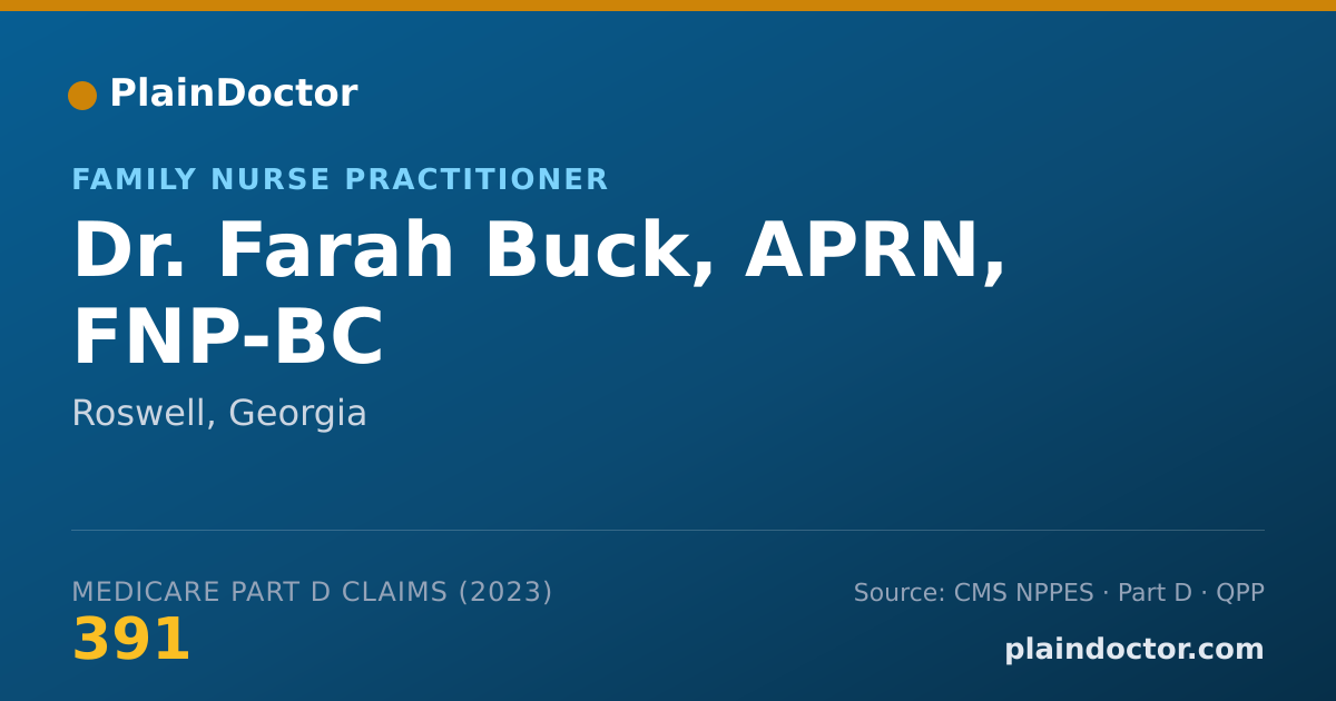 Shareable card for Farah Buck, APRN, FNP-BC - Family Nurse Practitioner, Roswell, GA