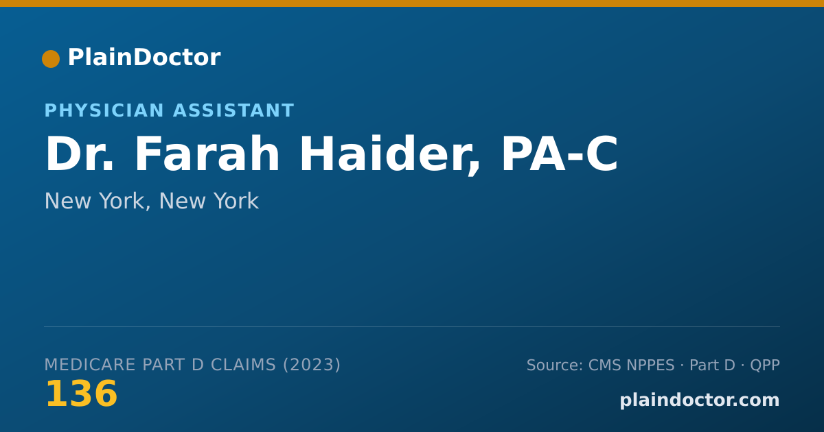 Shareable card for Farah Haider, PA-C - Physician Assistant, New York, NY