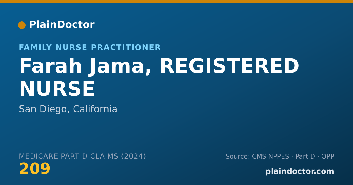 Shareable card for Farah Jama, REGISTERED NURSE - Family Nurse Practitioner, San Diego, CA