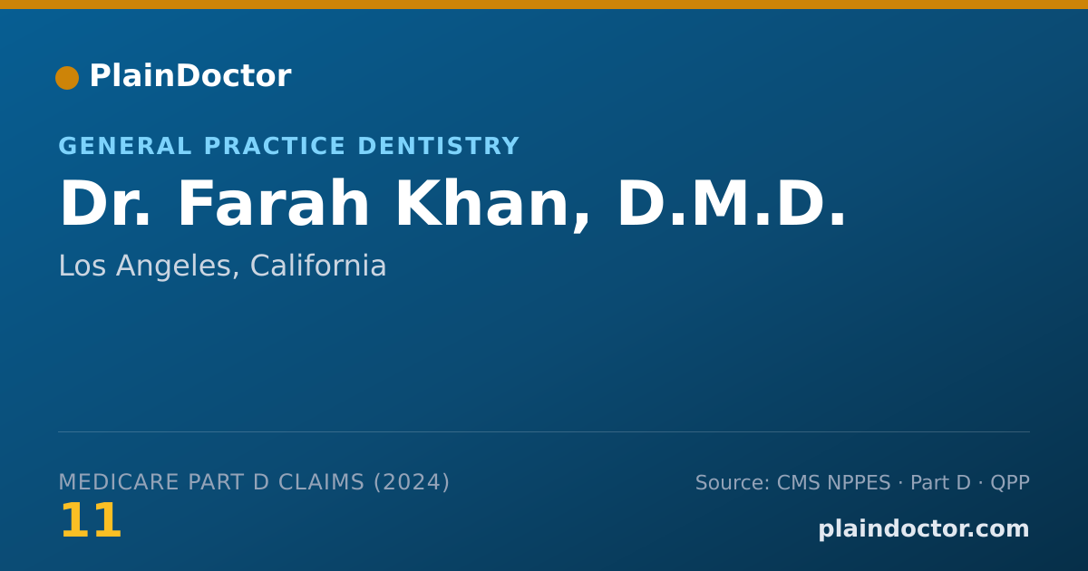 Shareable card for Farah Khan, D.M.D. - General Practice Dentistry, Los Angeles, CA