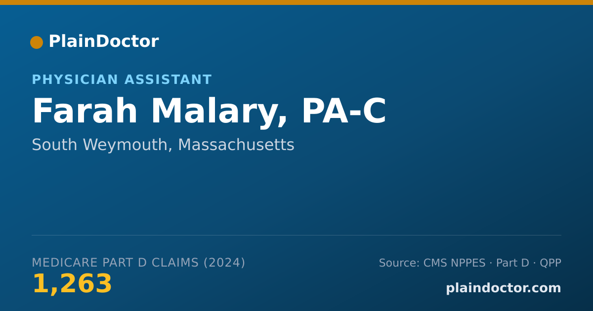 Shareable card for Farah Malary, PA-C - Physician Assistant, South Weymouth, MA