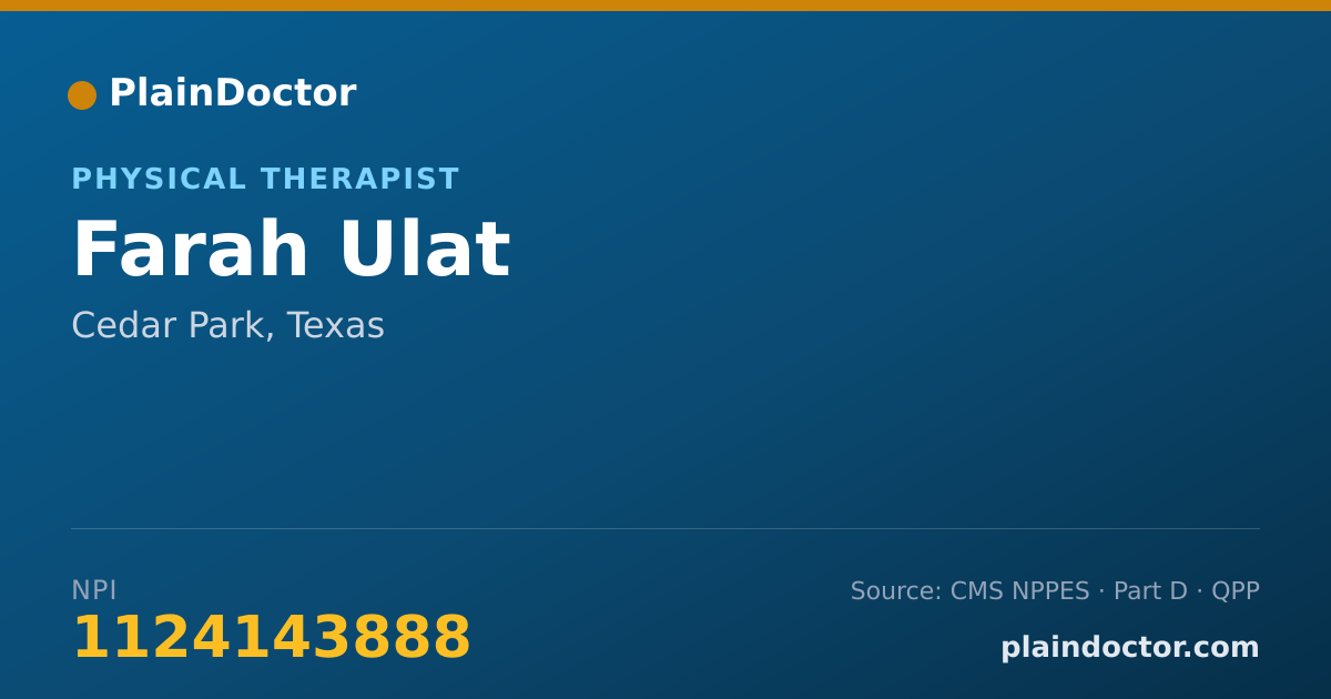 Shareable card for Farah Ulat - Physical Therapist, Cedar Park, TX