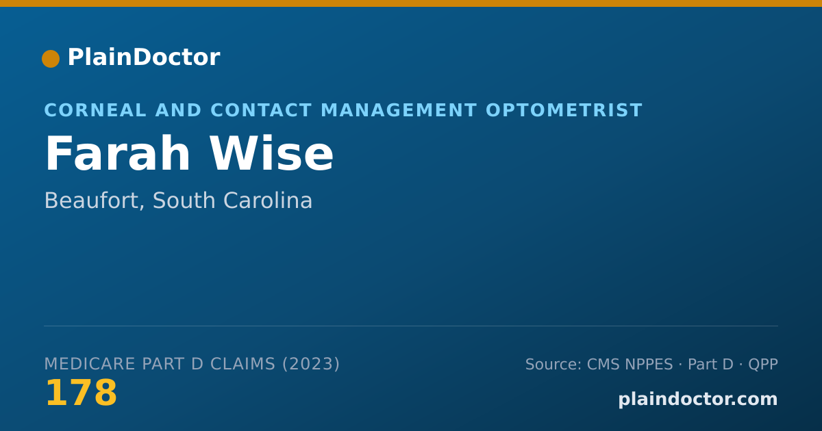 Shareable card for Farah Wise - Corneal and Contact Management Optometrist, Beaufort, SC