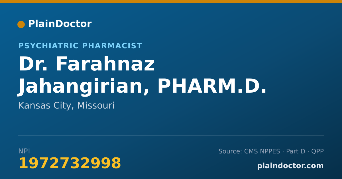 Shareable card for Farahnaz Jahangirian, PHARM.D. - Psychiatric Pharmacist, Kansas City, MO