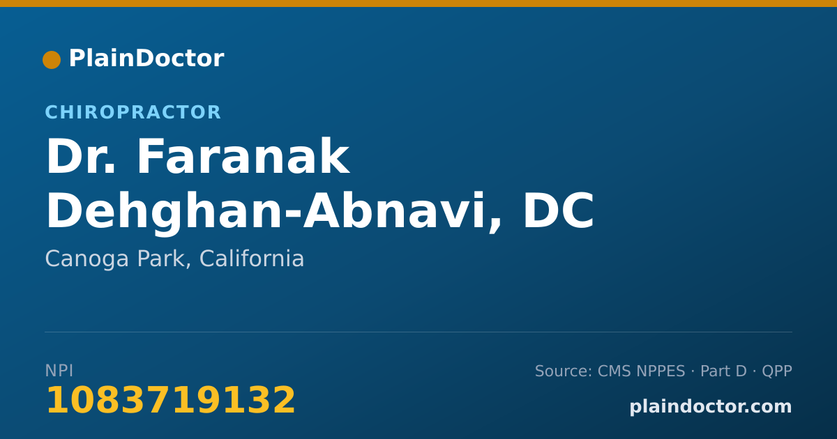 Shareable card for Faranak Dehghan-Abnavi, DC - Chiropractor, Canoga Park, CA