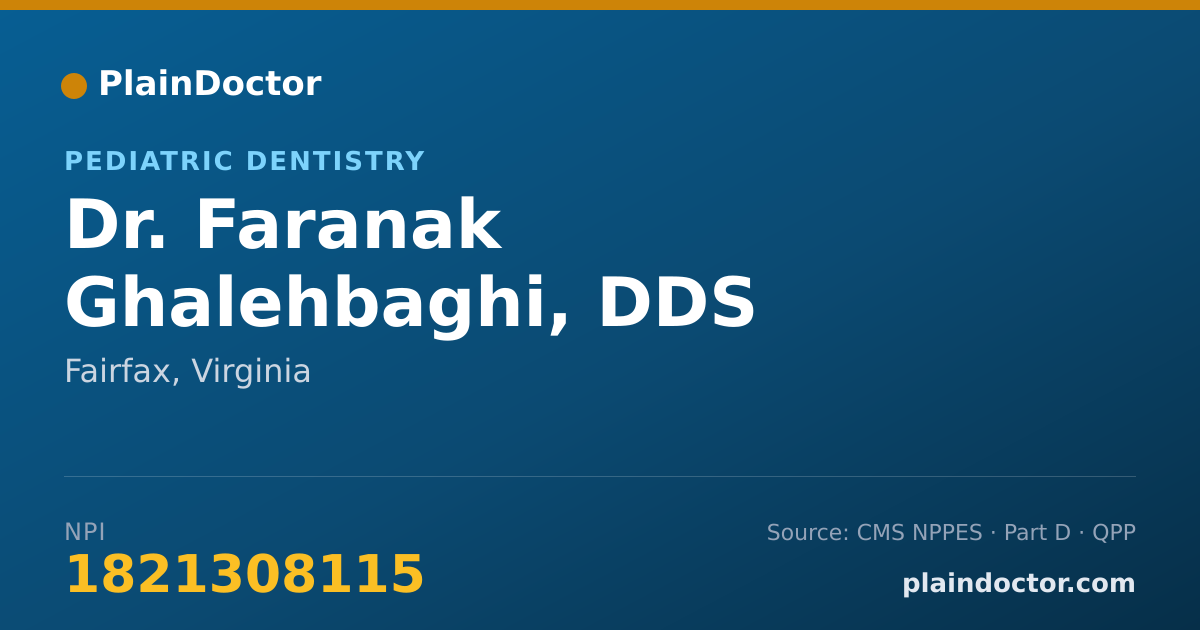 Shareable card for Faranak Ghalehbaghi, DDS - Pediatric Dentistry, Fairfax, VA