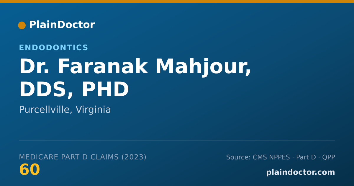 Shareable card for Faranak Mahjour, DDS, PHD - Endodontics, Purcellville, VA