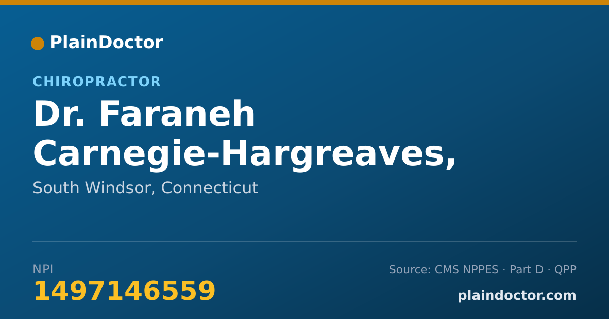 Shareable card for Faraneh Carnegie-Hargreaves, D.C. - Chiropractor, South Windsor, CT