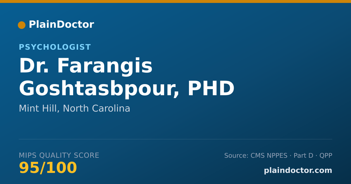 Shareable card for Farangis Goshtasbpour, PHD - Psychologist, Mint Hill, NC