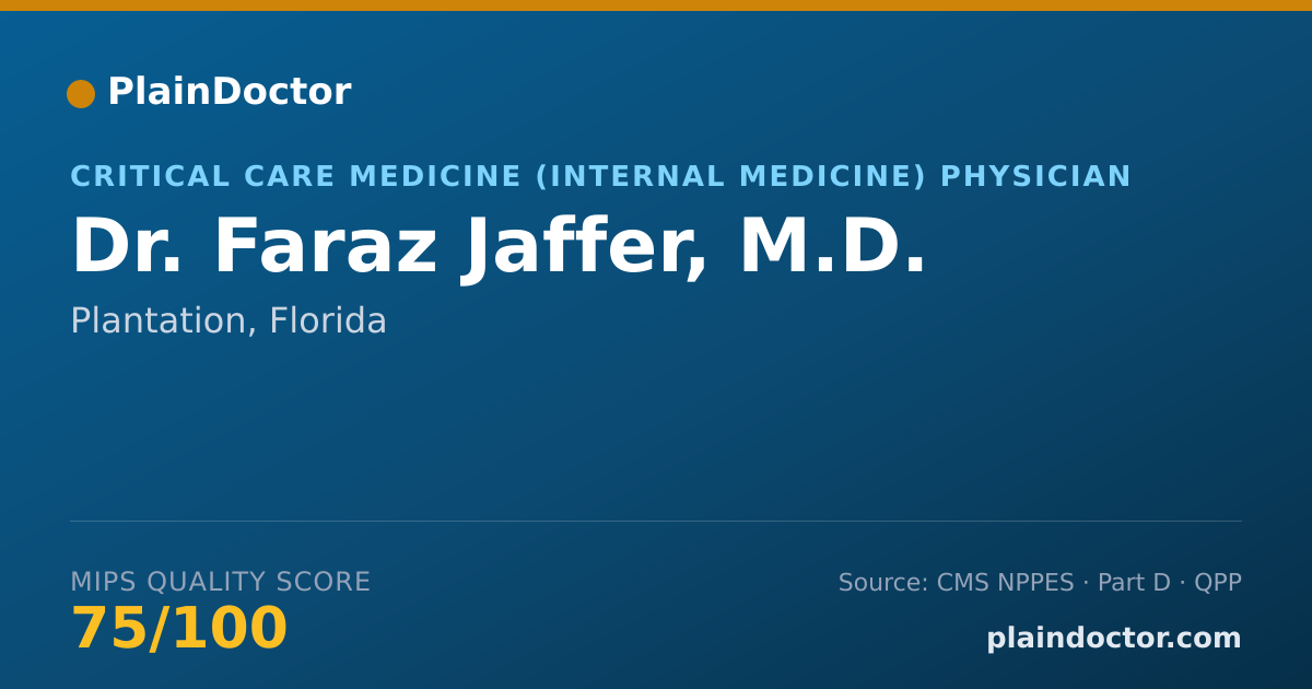 Shareable card for Faraz Jaffer, M.D. - Critical Care Medicine (Internal Medicine) Physician, Plantation, FL