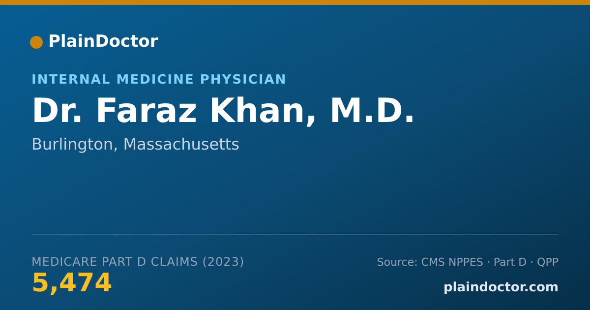 Shareable card for Faraz Khan, M.D. - Internal Medicine Physician, Burlington, MA