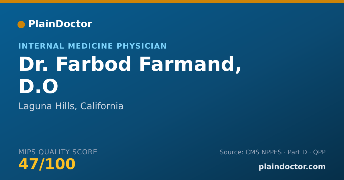 Shareable card for Farbod Farmand, D.O - Internal Medicine Physician, Laguna Hills, CA