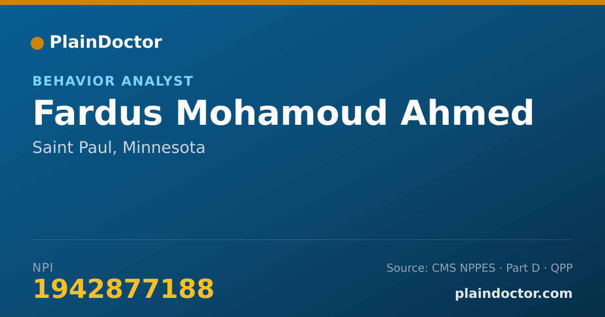 Shareable card for Fardus Mohamoud Ahmed - Behavior Analyst, Saint Paul, MN