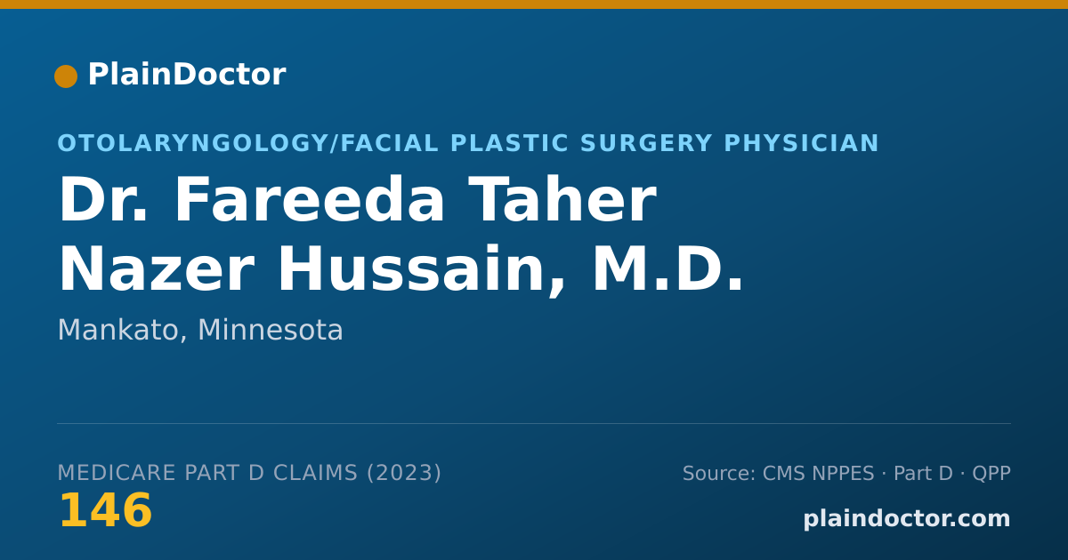 Shareable card for Fareeda Taher Nazer Hussain, M.D. - Otolaryngology/Facial Plastic Surgery Physician, Mankato, MN