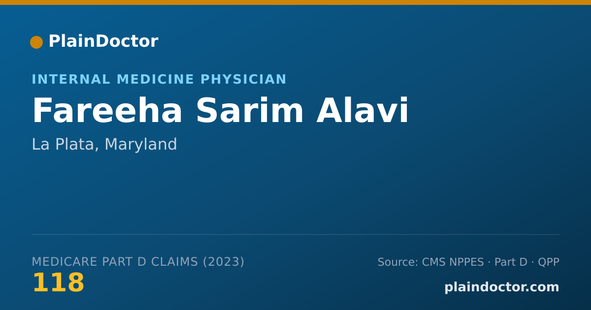 Shareable card for Fareeha Sarim Alavi - Internal Medicine Physician, La Plata, MD
