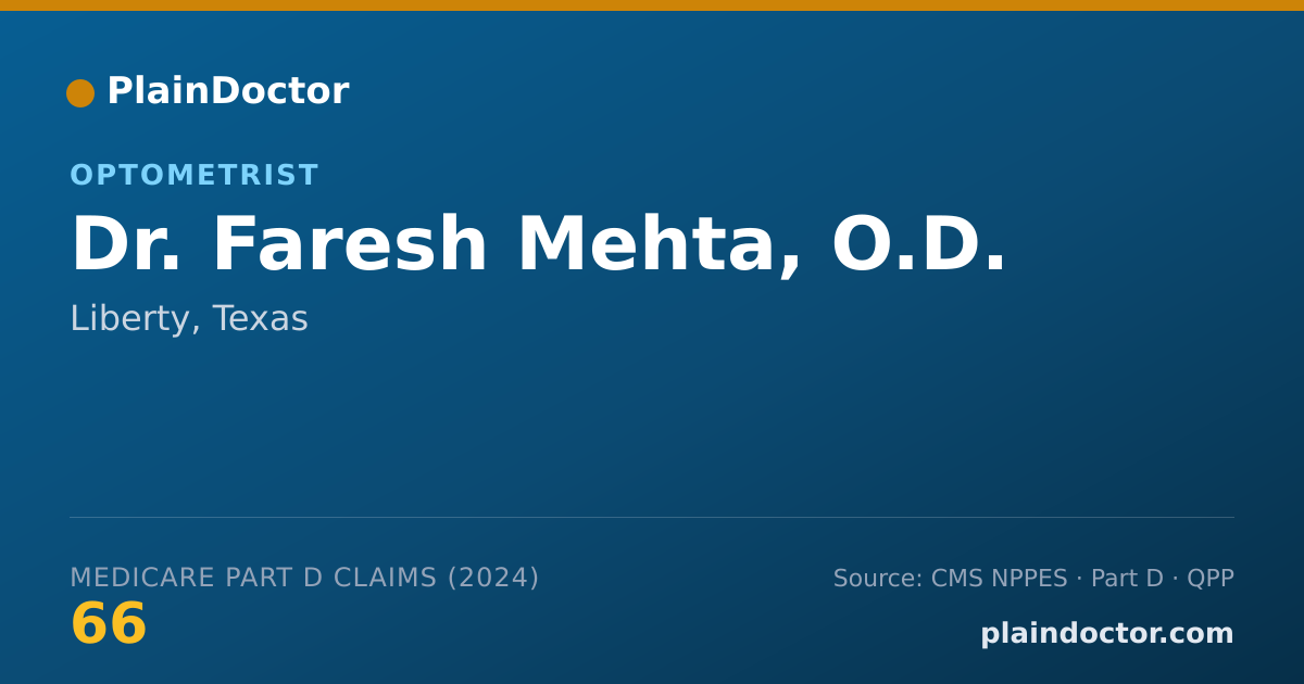 Shareable card for Faresh Mehta, O.D. - Optometrist, Liberty, TX