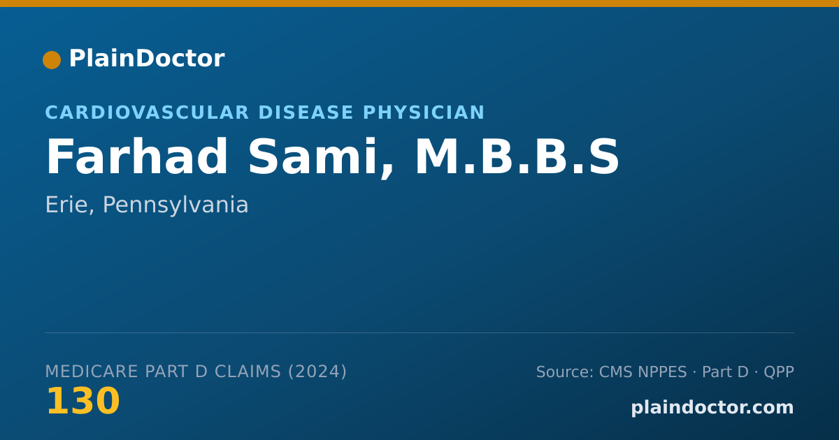 Shareable card for Farhad Sami, M.B.B.S - Cardiovascular Disease Physician, Erie, PA