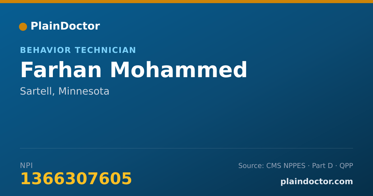 Shareable card for Farhan Mohammed - Behavior Technician, Sartell, MN