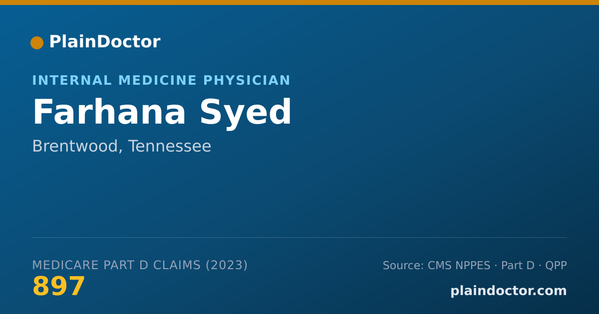 Shareable card for Farhana Syed - Internal Medicine Physician, Brentwood, TN