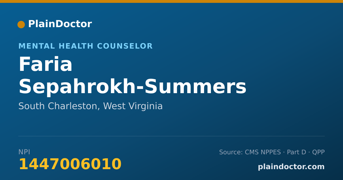 Shareable card for Faria Sepahrokh-Summers - Mental Health Counselor, South Charleston, WV