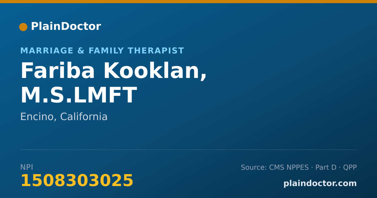 Shareable card for Fariba Kooklan, M.S.LMFT - Marriage & Family Therapist, Encino, CA