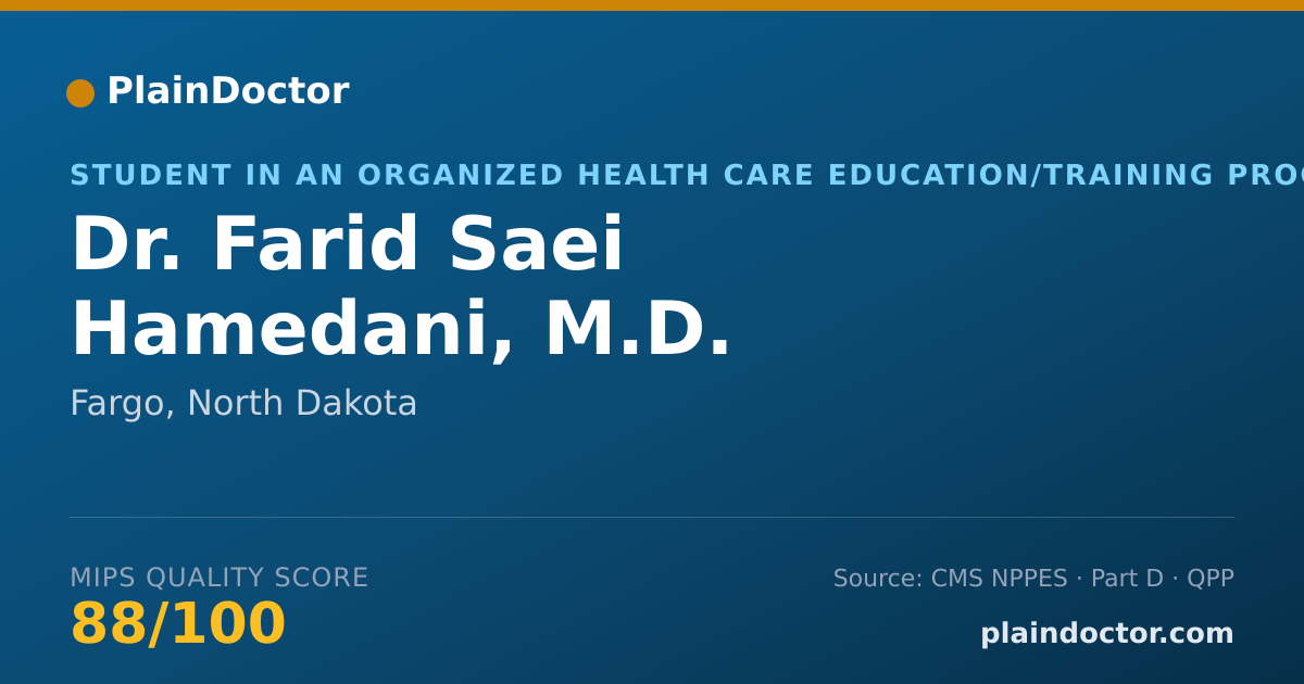 Shareable card for Farid Saei Hamedani, M.D. - Student in an Organized Health Care Education/Training Program, Fargo, ND