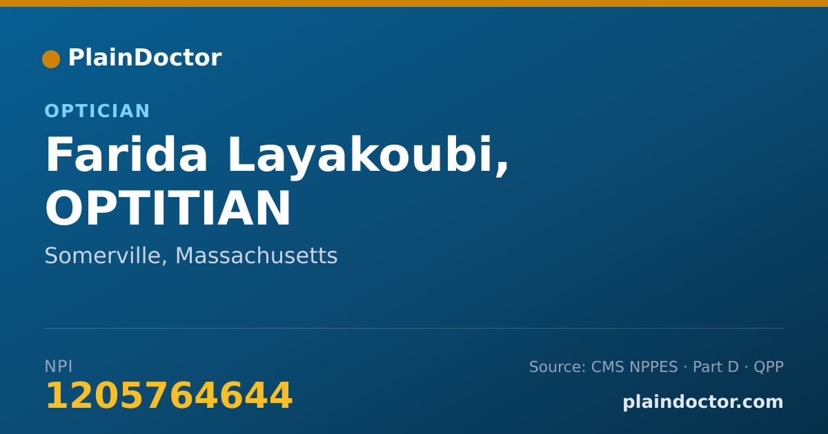 Shareable card for Farida Layakoubi, OPTITIAN - Optician, Somerville, MA
