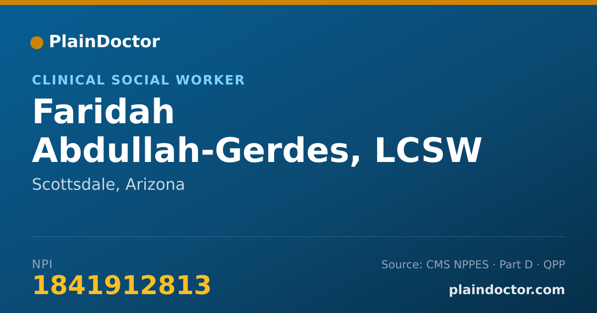 Shareable card for Faridah Abdullah-Gerdes, LCSW - Clinical Social Worker, Scottsdale, AZ