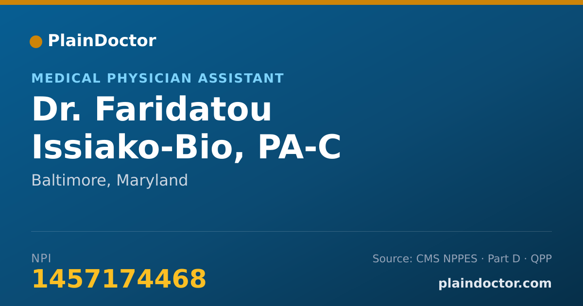 Shareable card for Faridatou Issiako-Bio, PA-C - Medical Physician Assistant, Baltimore, MD