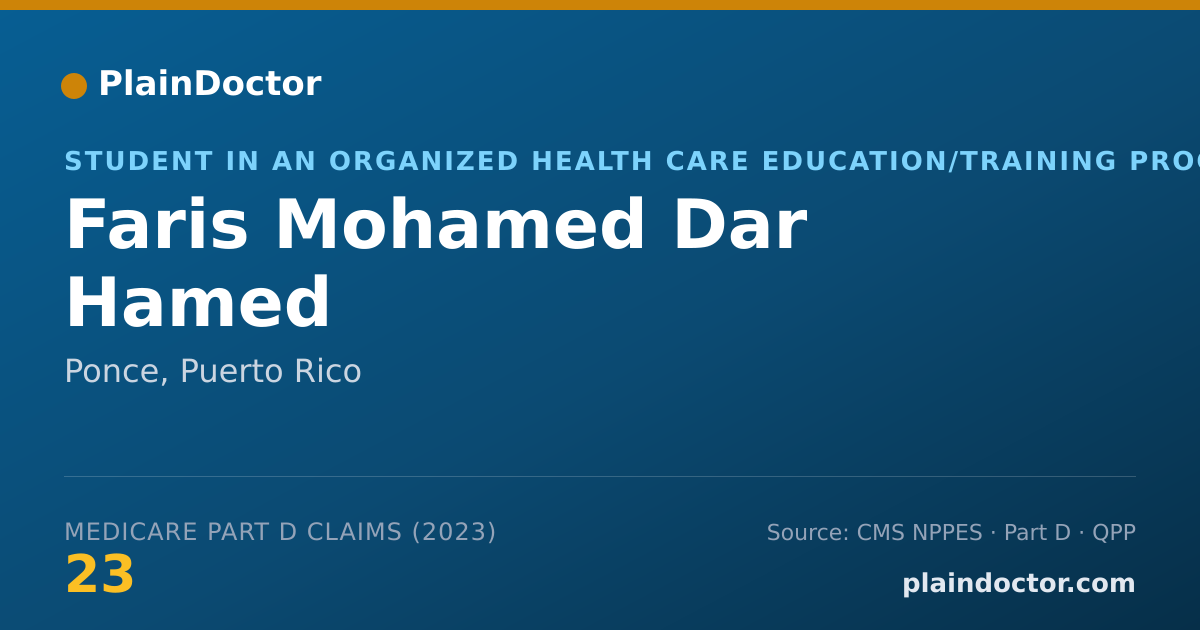 Shareable card for Faris Mohamed Dar Hamed - Student in an Organized Health Care Education/Training Program, Ponce, PR
