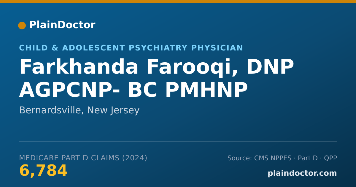 Shareable card for Farkhanda Farooqi, DNP AGPCNP- BC PMHNP - Child & Adolescent Psychiatry Physician, Bernardsville, NJ
