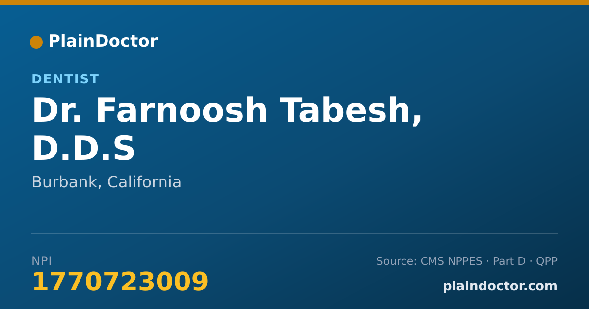 Shareable card for Farnoosh Tabesh, D.D.S - Dentist, Burbank, CA