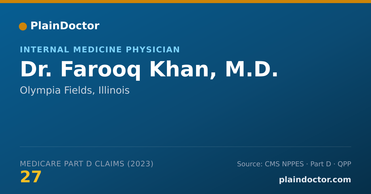 Shareable card for Farooq Khan, M.D. - Internal Medicine Physician, Olympia Fields, IL