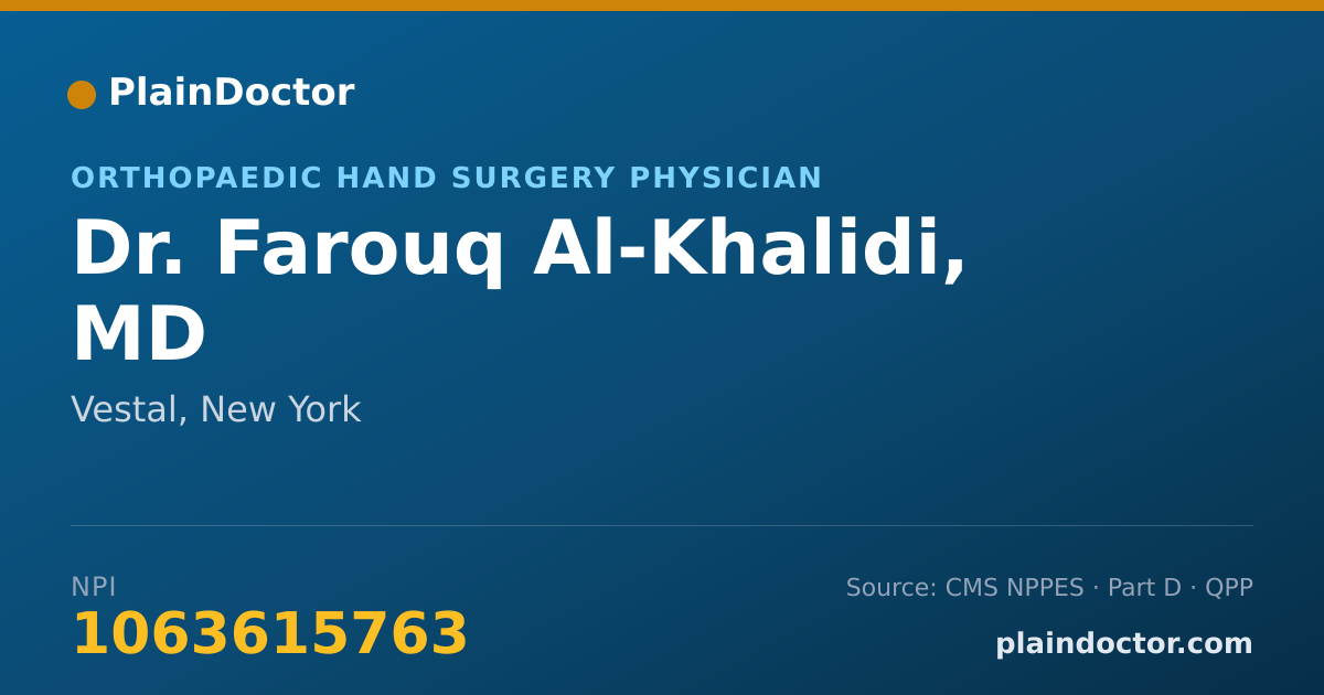 Shareable card for Farouq Al-Khalidi, MD - Orthopaedic Hand Surgery Physician, Vestal, NY