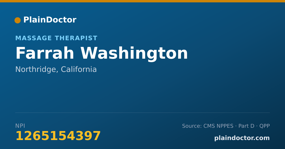 Shareable card for Farrah Washington - Massage Therapist, Northridge, CA