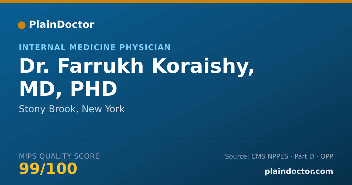 Shareable card for Farrukh Koraishy, MD, PHD - Internal Medicine Physician, Stony Brook, NY