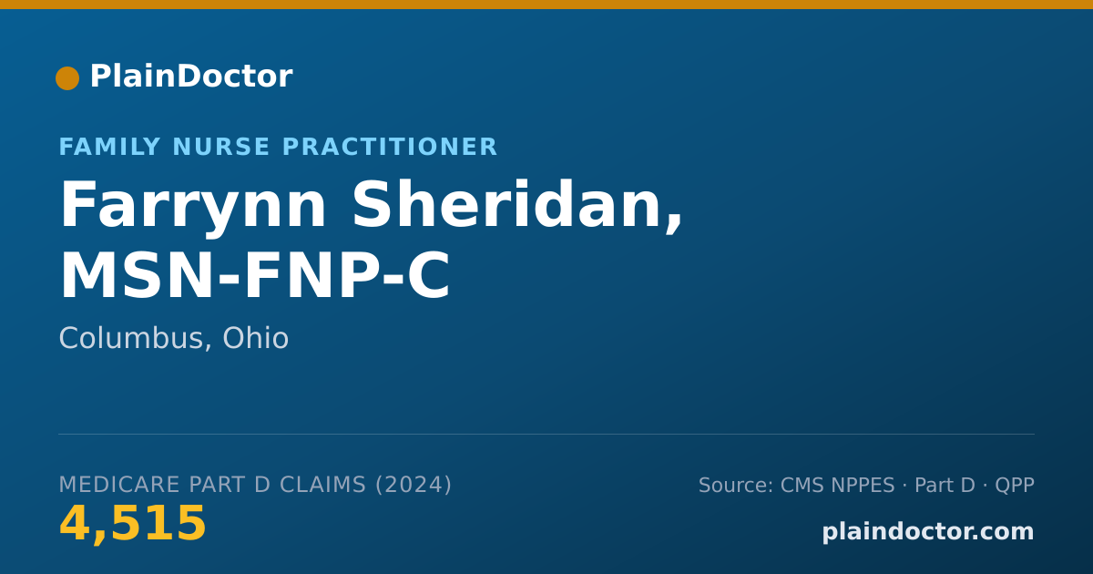 Shareable card for Farrynn Sheridan, MSN-FNP-C - Family Nurse Practitioner, Columbus, OH