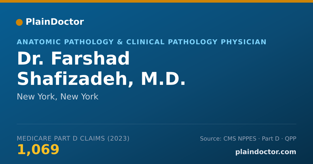 Shareable card for Farshad Shafizadeh, M.D. - Anatomic Pathology & Clinical Pathology Physician, New York, NY