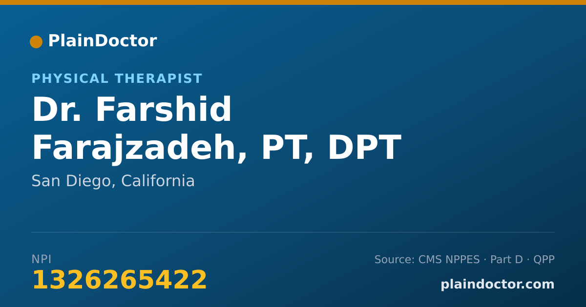 Shareable card for Farshid Farajzadeh, PT,  DPT - Physical Therapist, San Diego, CA