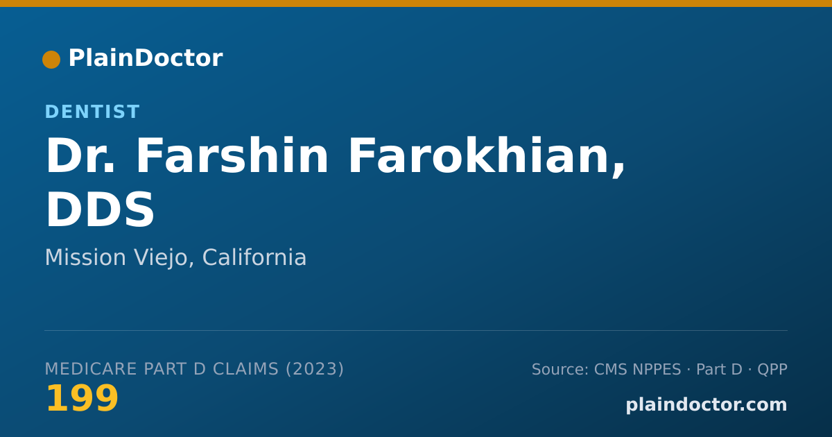Shareable card for Farshin Farokhian, DDS - Dentist, Mission Viejo, CA