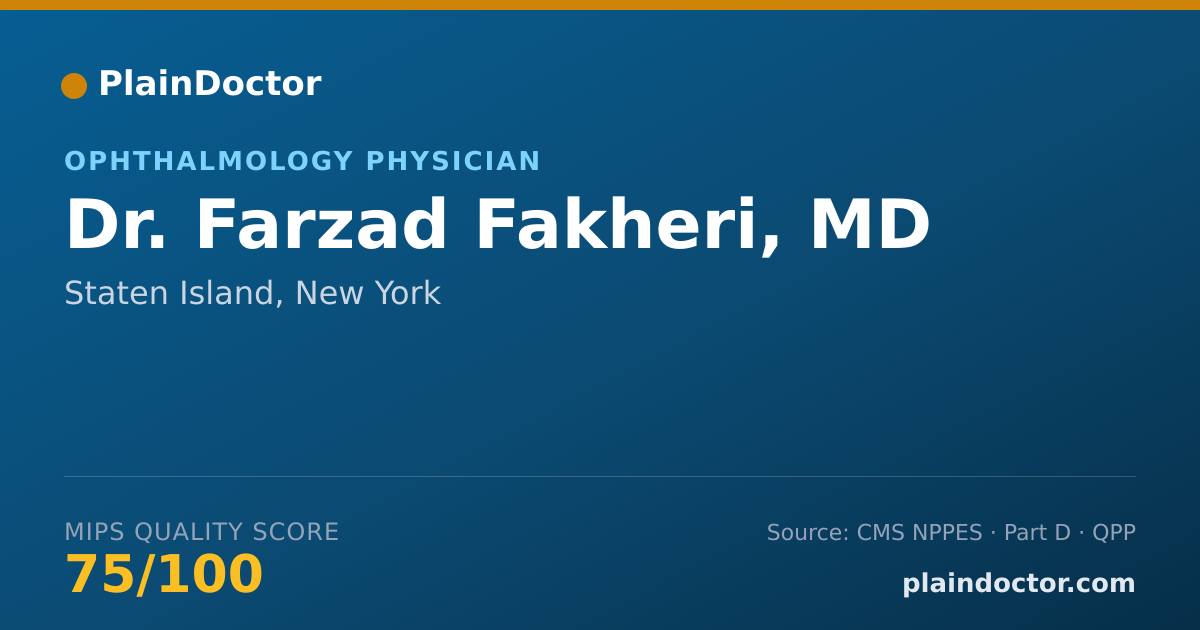 Shareable card for Farzad Fakheri, MD - Ophthalmology Physician, Staten Island, NY