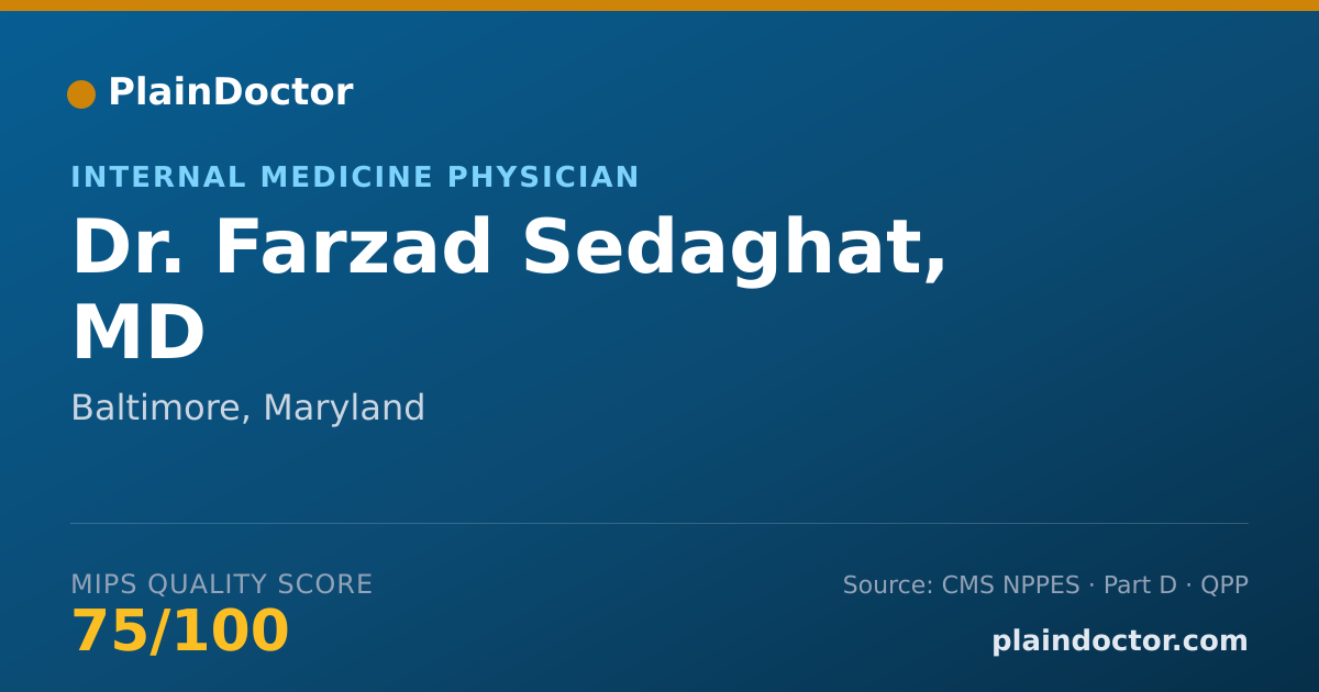Shareable card for Farzad Sedaghat, MD - Internal Medicine Physician, Baltimore, MD