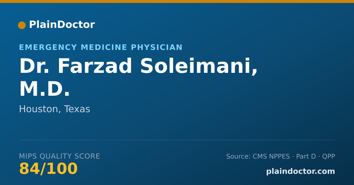 Shareable card for Farzad Soleimani, M.D. - Emergency Medicine Physician, Houston, TX