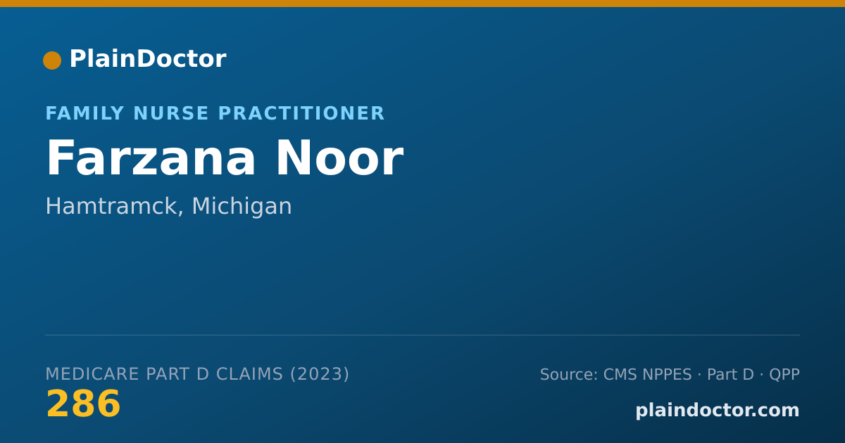 Shareable card for Farzana Noor - Family Nurse Practitioner, Hamtramck, MI